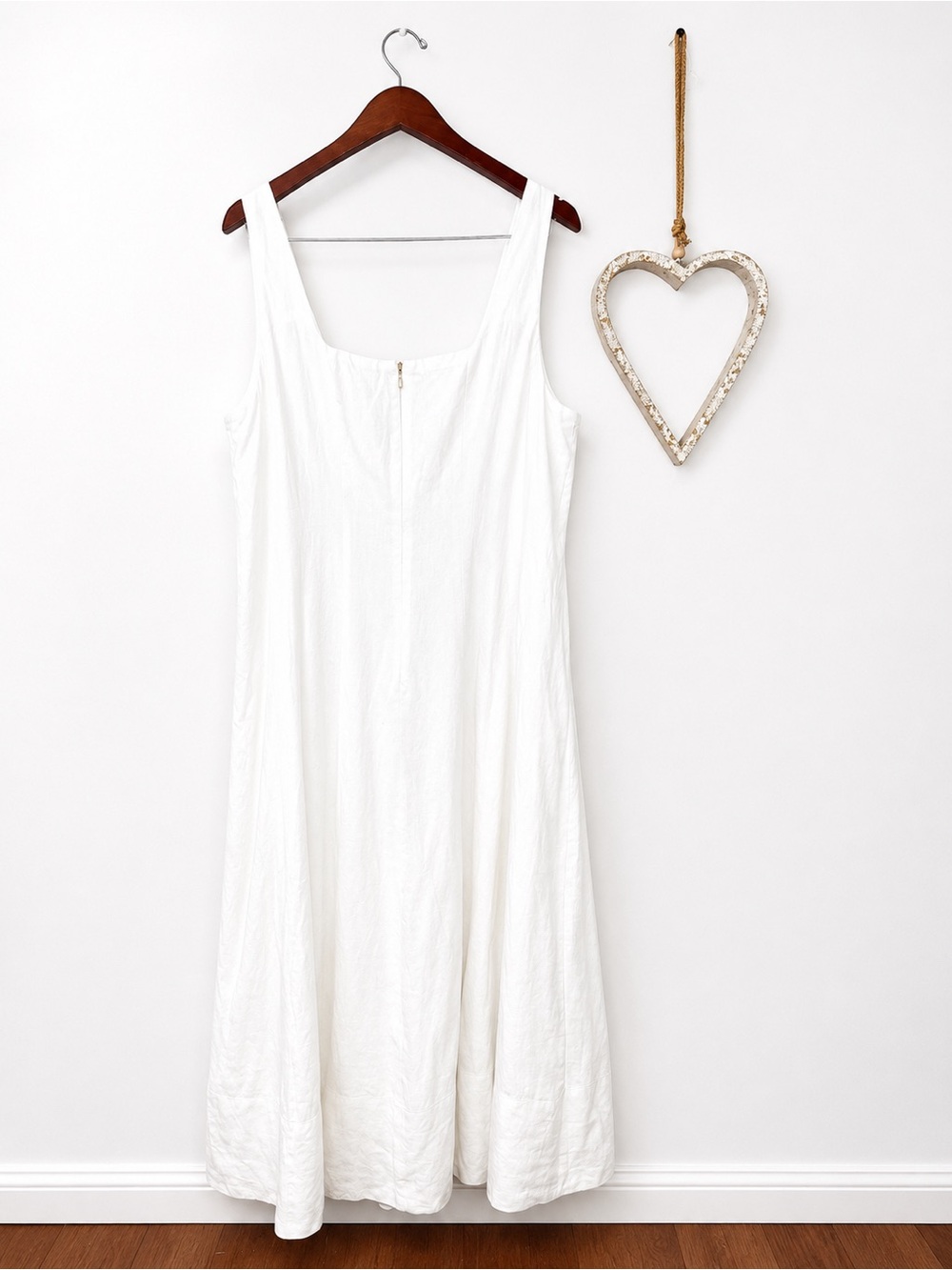 Lilly Putlizer CALINA Resort White Linen Maxi Dress Minimalist Coastal Sz 16 - Picture 3 of 10